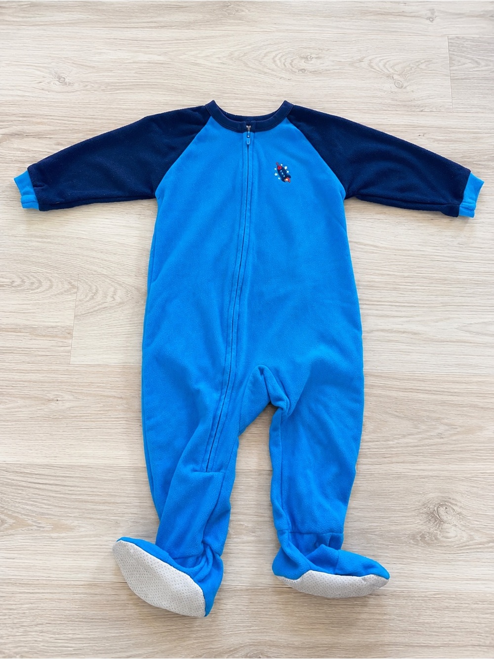 Jockey Blue Fleece Footed Pajamas Sleeper 2T Flame Resistant One Piece